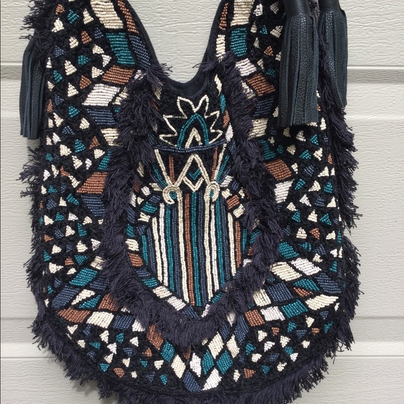 New Anthropologie ibBan Black Handmade Beaded Bag - Picture 3 of 8